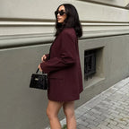 Burgundy Tailored Blazer - Single-Breasted
