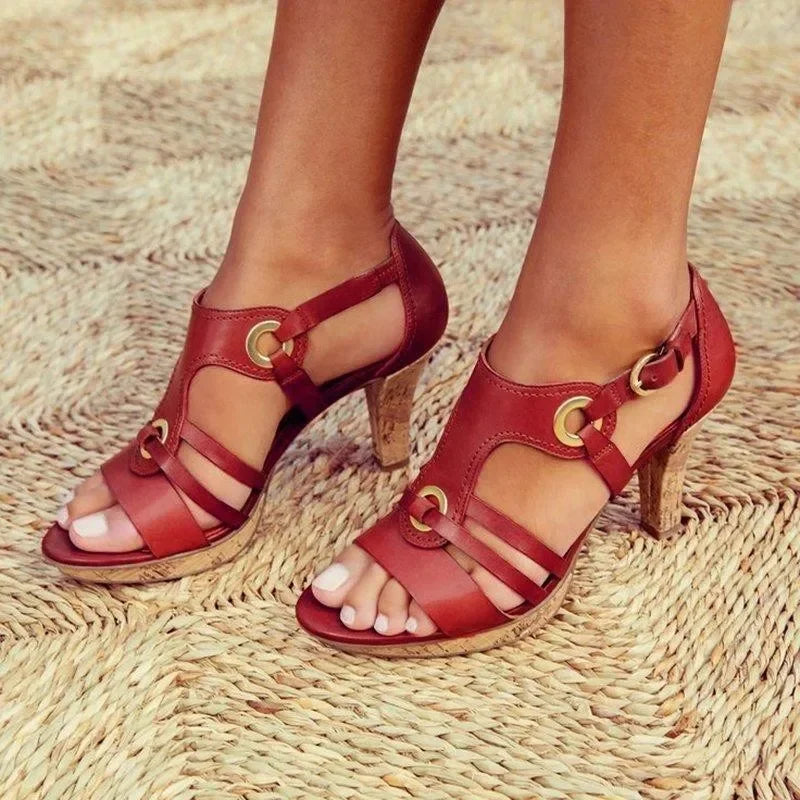 T-Strap Block-Heel Sandals