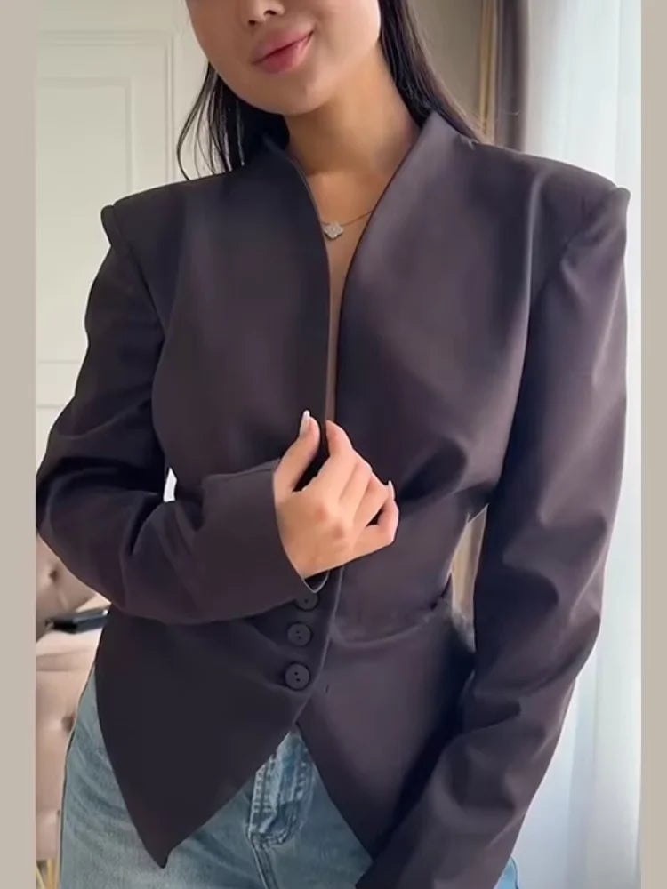 Ivory Pleated Blazer Jacket – Elegant Lace-Up Tailoring | Meave & Ivy