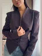 Ivory Pleated Blazer Jacket – Elegant Lace-Up Tailoring | Meave & Ivy