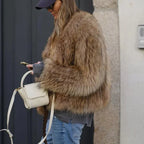 Women's Plush Faux-Fur Winter Jacket – Warm Cropped Statement Layer