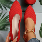 Breathable Knit Ballet Flats with Stretch & Comfort Sole – Pointed Toe Flats