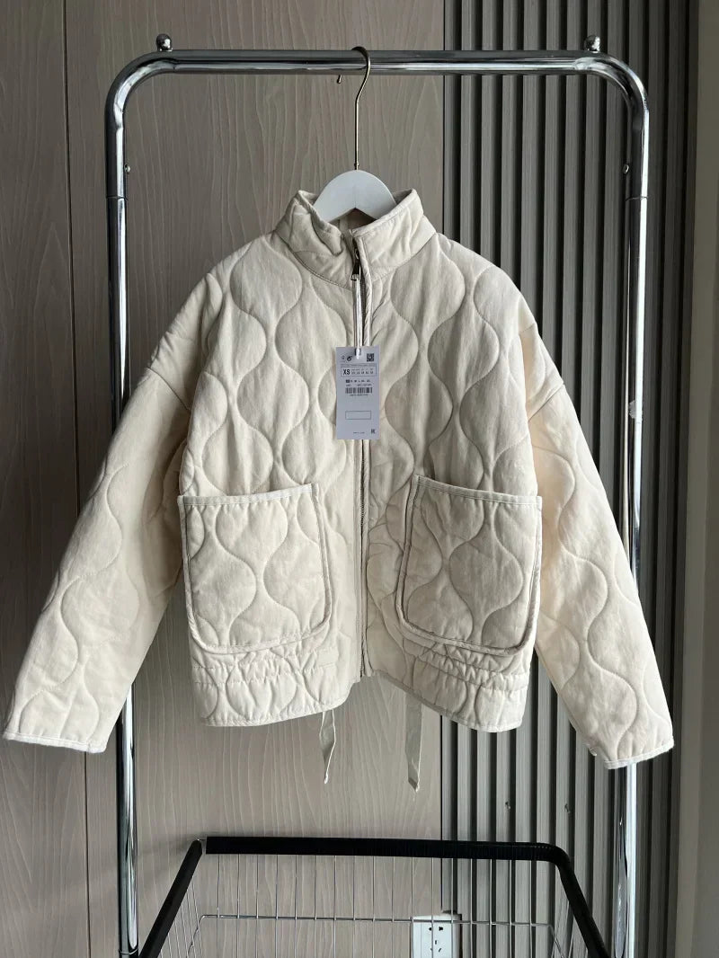 Quilted Everyday Jacket with Pocket Detail & Drawstring Waist