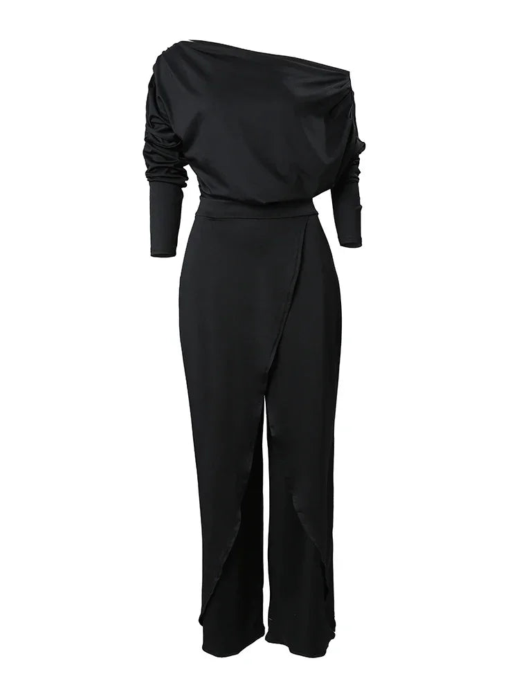 Ivory Wide-Leg Jumpsuit – Cold-Shoulder Tailored Jumpsuit | Meave & Ivy