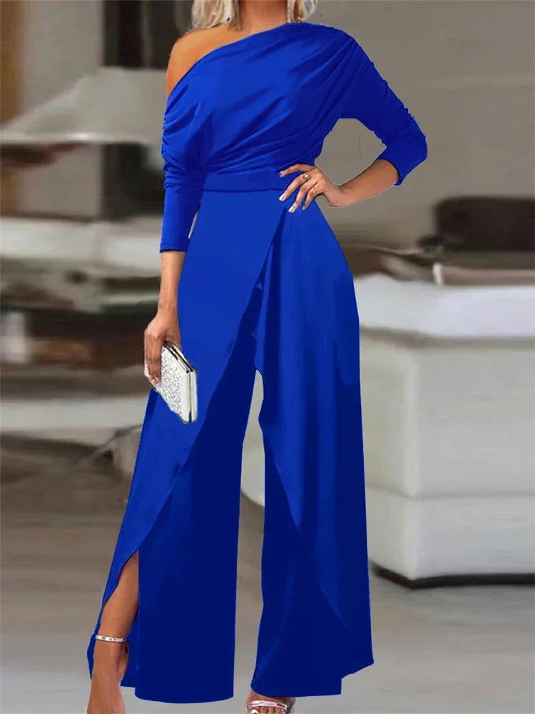 Ivory Wide-Leg Jumpsuit – Cold-Shoulder Tailored Jumpsuit | Meave & Ivy