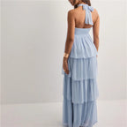Strapless Summer Dress with Layered Skirt & Adjustable Bow – Chiffon Look Sundress