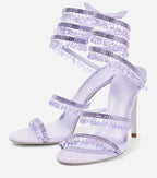 Crystal Wrap Heels – Sandals with Wraparound Ankle Strap & Rhinestones