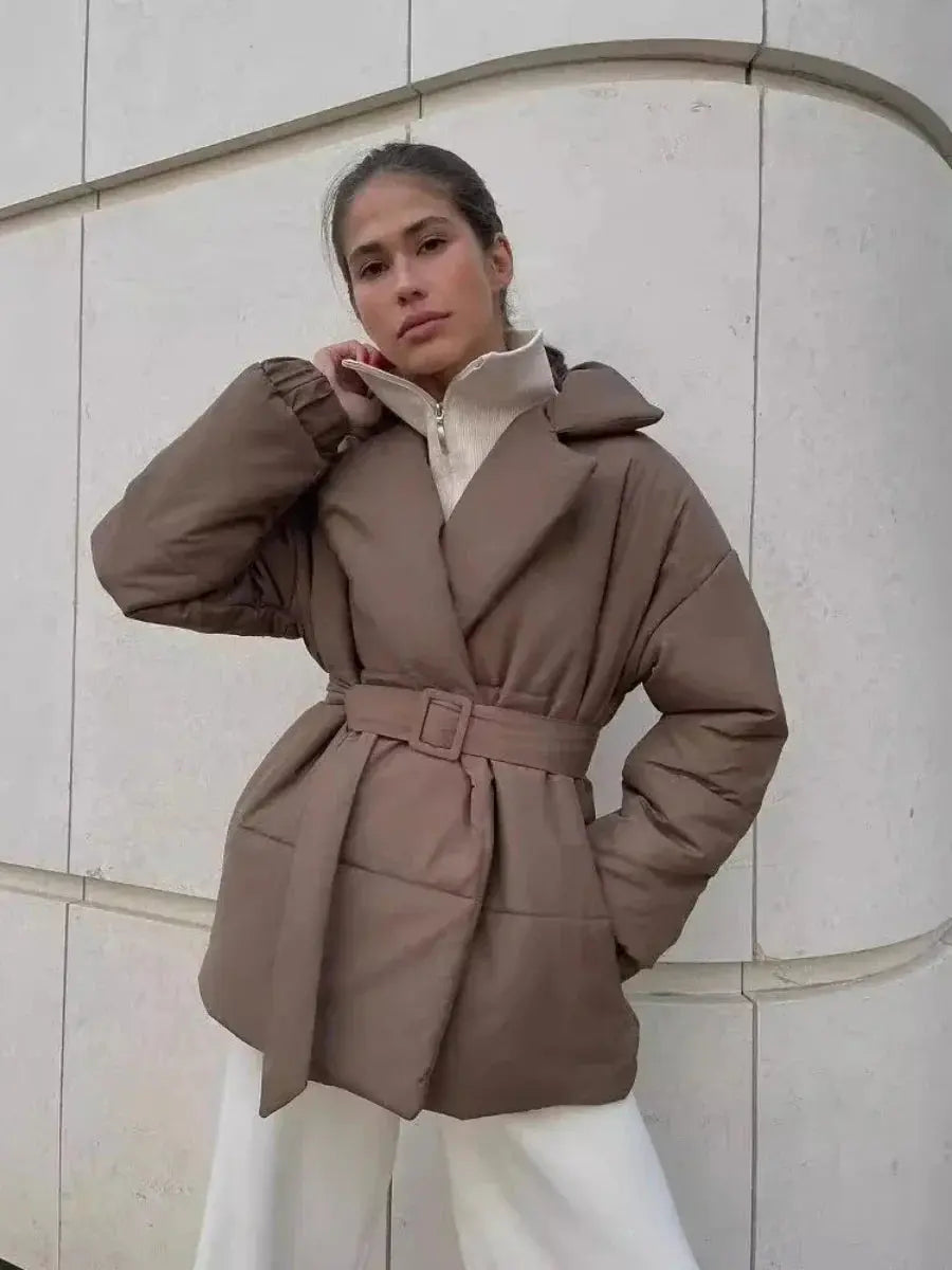 Belted Puffer Jacket – Waist-Defining Winter Warmth