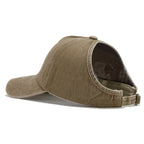 Washed Baseball Cap with Ponytail Opening