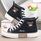 White High-Top Canvas Trainer – Classic Flatform Sneaker | Meave & Ivy