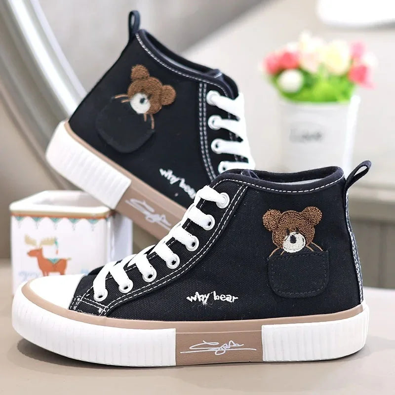 White High-Top Canvas Trainer – Classic Flatform Sneaker | Meave & Ivy