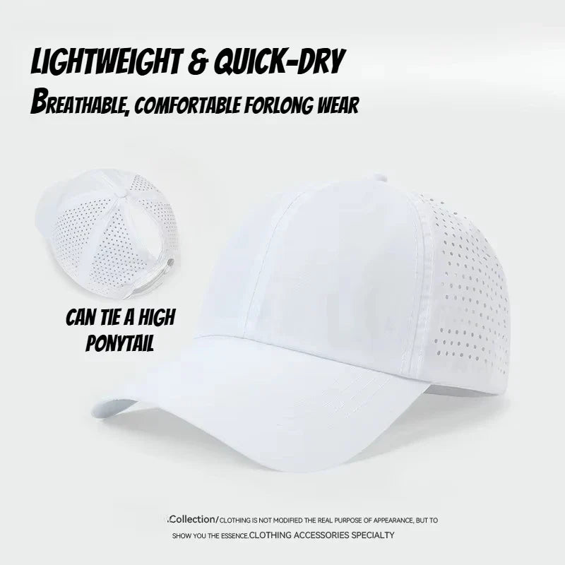 Washed Baseball Cap with Ponytail Opening