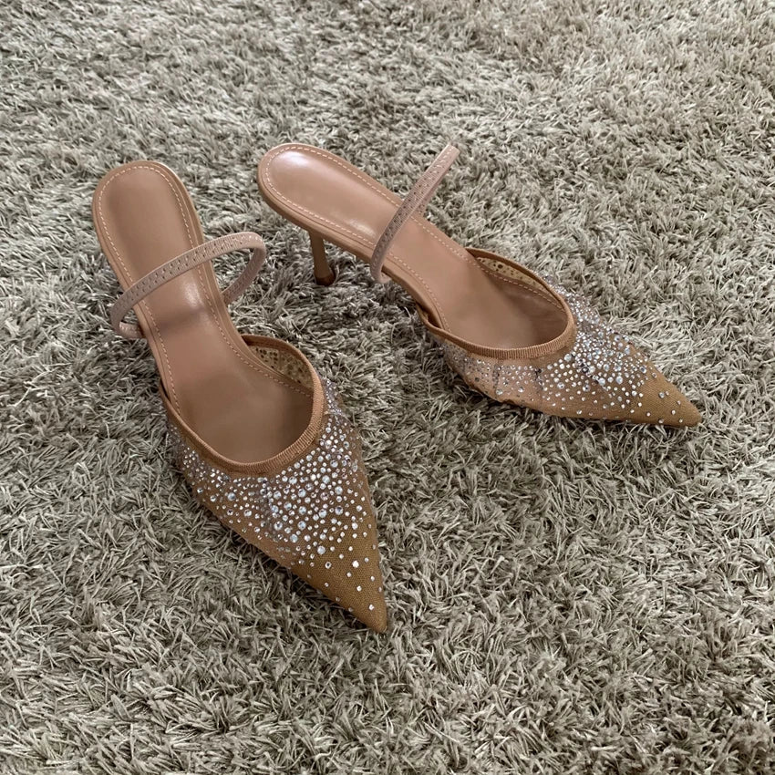 Rhinestone Mesh Slingback Heel – Sparkling Party Pump | Meave & Ivy