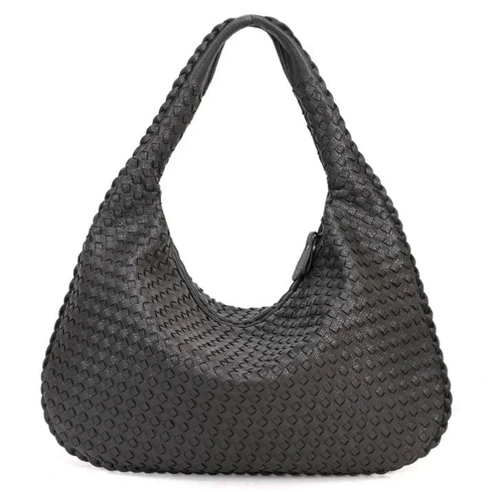 Woven Shoulder Bag with Luxe Braided Design – Textured Handbag