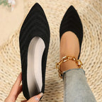 Breathable Knit Ballet Flats with Stretch & Comfort Sole – Pointed Toe Flats