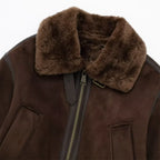 Women's Cropped Suede-Look Bomber Jacket with Plush shearling-style Collar
