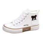 White High-Top Canvas Trainer – Classic Flatform Sneaker | Meave & Ivy
