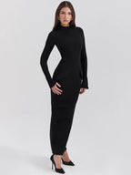 Black Bodycon Maxi Dress – Long Sleeve Evening Gown | Meave & Ivy