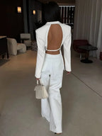 Monochrome Backless Blazer Coat – Sculpted Statement Tailoring | Meave & Ivy