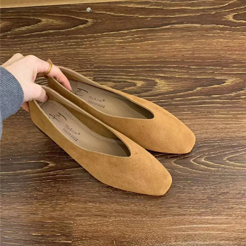 Square-Toe Leather Ballet Flats | Meave & Ivy