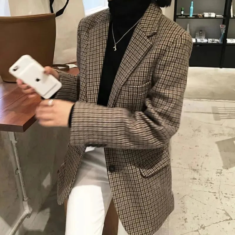 Retro Wool-Blend Jacket - Brown