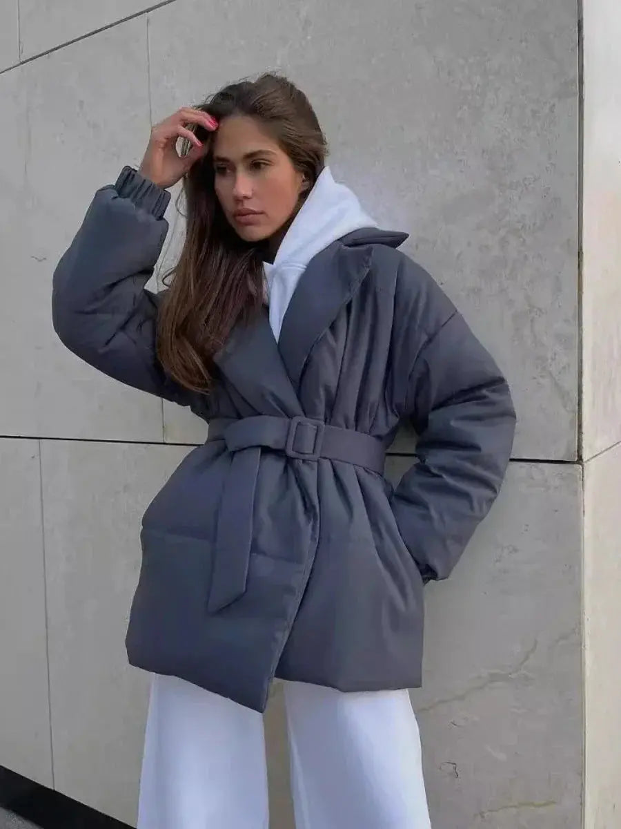 Belted Puffer Jacket – Waist-Defining Winter Warmth