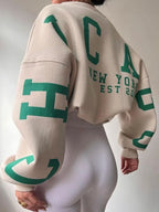 Chicago Print Oversized Sweatshirt – Soft Cotton Blend Streetstyle Jumper