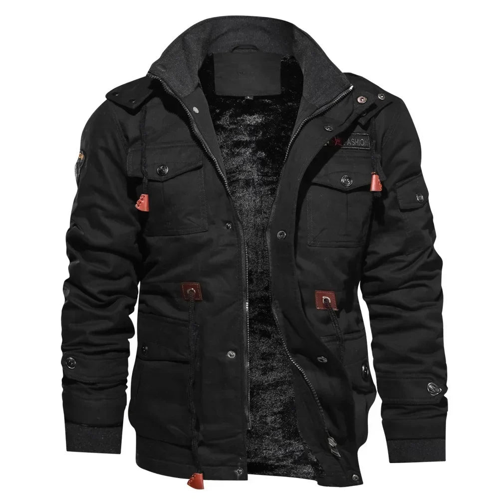 Men's Insulated Utility Winter Jacket – Thick Full-Zip Cold-Weather Field