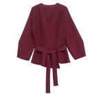 Shoulder-Pad Knit Blazer – Sculptural Belted Statement Jacket | Meave & Ivy