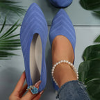Breathable Knit Ballet Flats with Stretch & Comfort Sole – Pointed Toe Flats