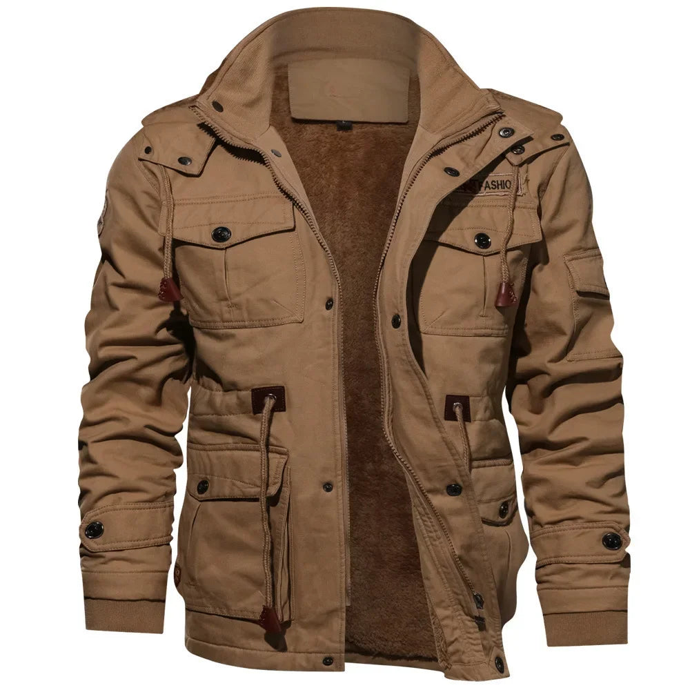 Men's Insulated Utility Winter Jacket – Thick Full-Zip Cold-Weather Field