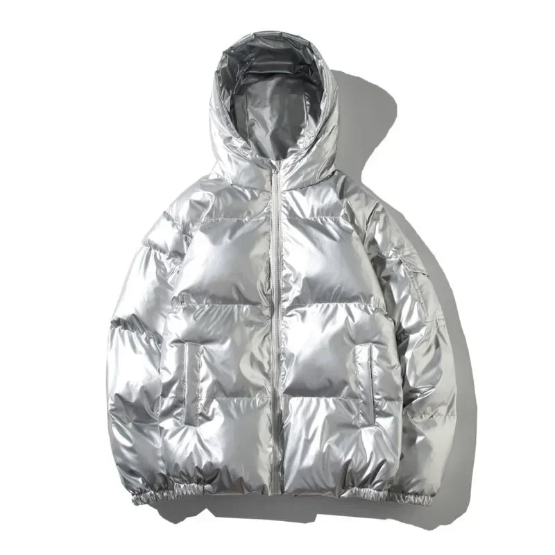 Women's High-Shine Puffer Winter Jacket – Quilted Zip-Up Insulated