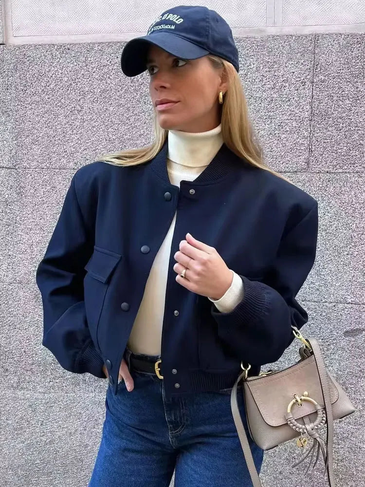 Vintage Bomber Jacket – Classic Casual Outerwear with Pockets | Meave & Ivy