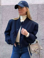 Vintage Bomber Jacket – Classic Casual Outerwear with Pockets | Meave & Ivy