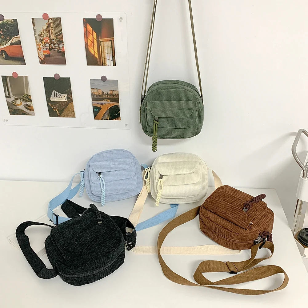 Mini Corduroy Crossbody Bag – Compact Shoulder Bag