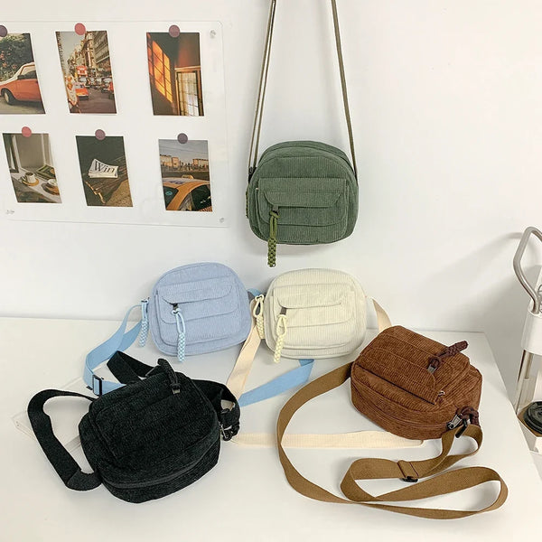 Mini Corduroy Crossbody Bag – Compact Shoulder Bag