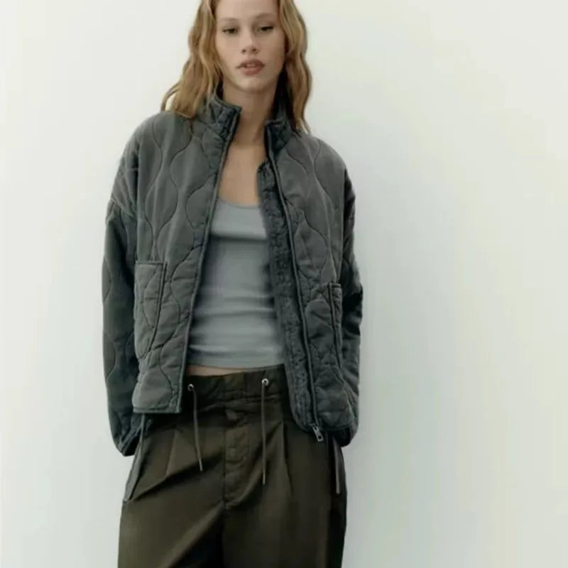 Quilted Everyday Jacket with Pocket Detail & Drawstring Waist