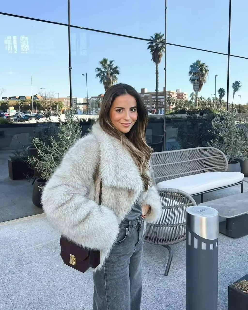 Faux Fur Winter Coat with Wide Collar – Soft Luxury Coat