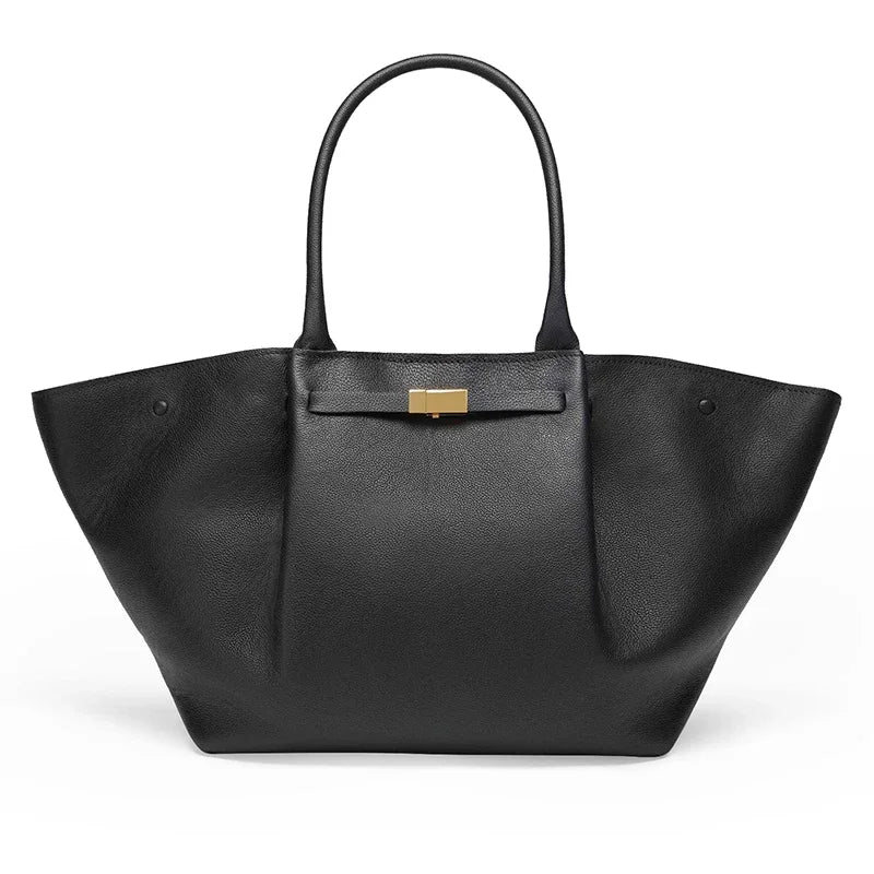 Luxury Tote Bag with Gold Clasp – Timeless Structured Handbag