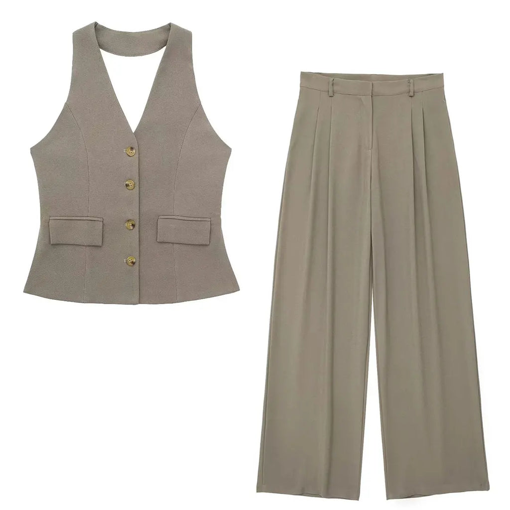 Halter Blazer Vest & Trouser Co-Ord Set – Tailored Suit | Meave & Ivy