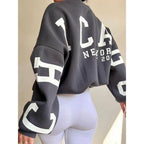 Chicago Print Oversized Sweatshirt – Soft Cotton Blend Streetstyle Jumper