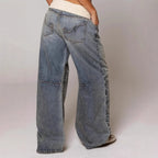 Women's Baggy Wide Leg Jeans with Rib Waistband – Streetstyle Jeans