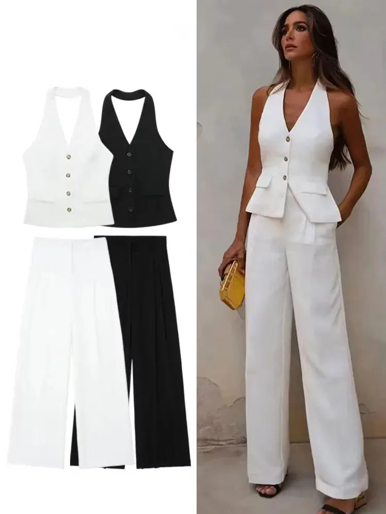 Halter Blazer Vest & Trouser Co-Ord Set – Tailored Suit | Meave & Ivy