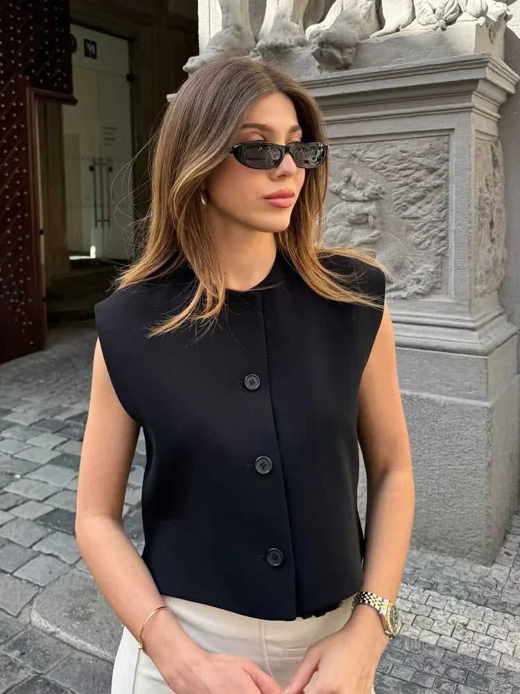 Ribbed Sleeveless Knit Vest – Luxury Layering Cardigan | Meave & Ivy