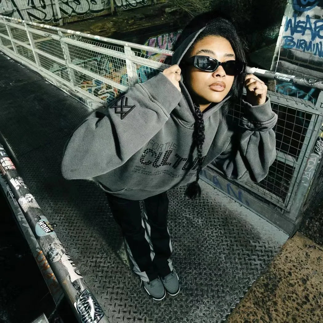 Rhinestone Statement Hoodie – 'For The Culture' Urban Hoodie