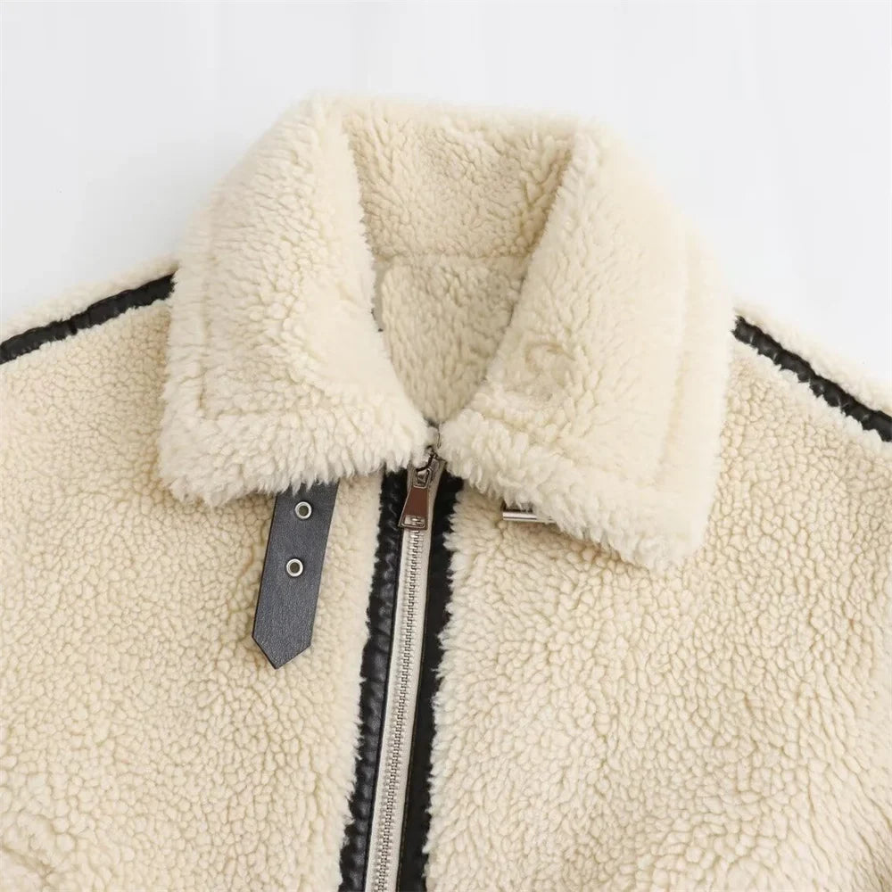 Ivory Faux Fur Moto Jacket – Luxe Statement Outerwear | Meave & Ivy