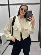 Vintage Bomber Jacket – Classic Casual Outerwear with Pockets | Meave & Ivy