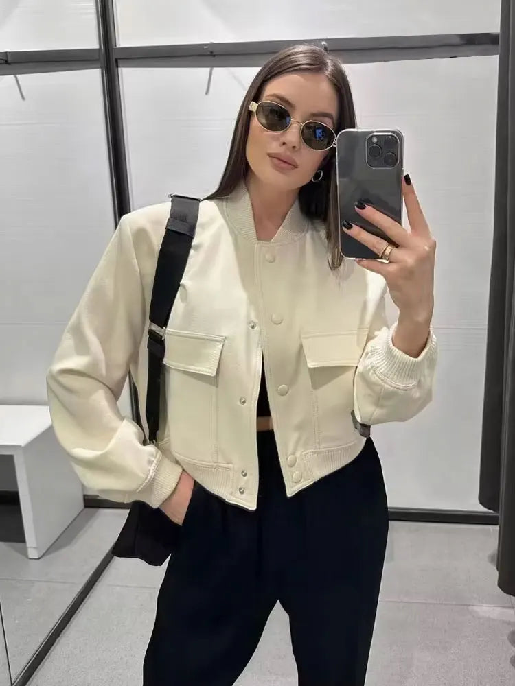 Vintage Bomber Jacket – Classic Casual Outerwear with Pockets | Meave & Ivy