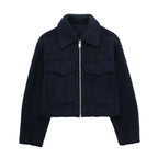 Grey Fleece Cropped Jacket – Effortless Lapel Outerwear | Meave & Ivy