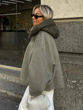 Women's Oversized Cropped Jacket – Lightweight Insulated Zip-Up Coat